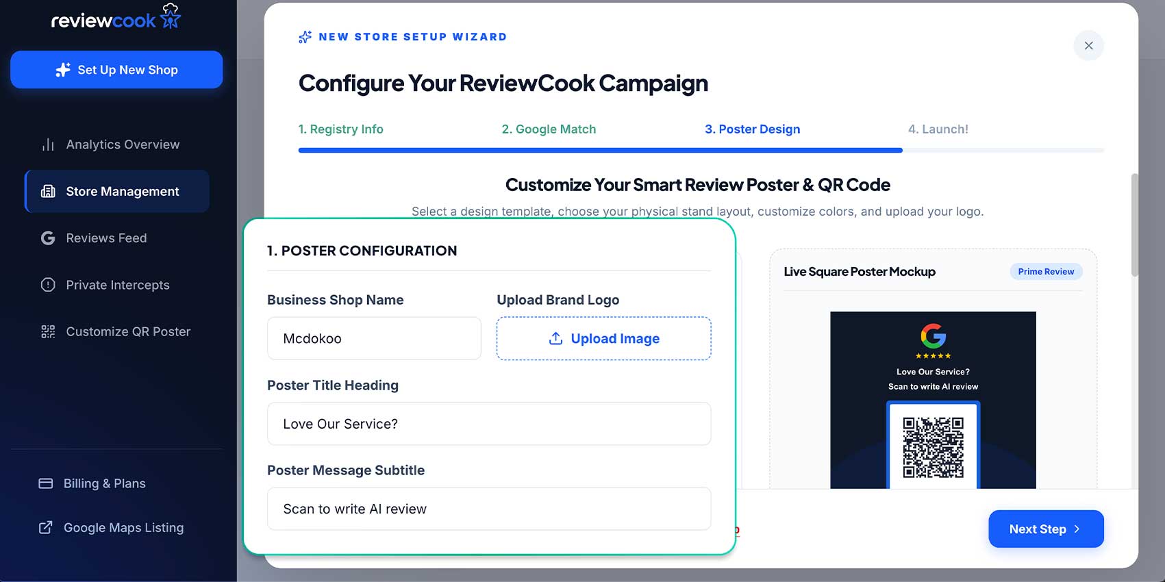 poster configuration reviewcook qr code